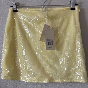 Peppermayo Nostalgic Nights Sequin Mini Skirt Lemon Yellow